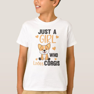 Endast en Girl Corgis Kärlek Kawaii Hund Corgi T Shirt