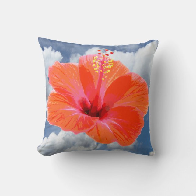 Endast en Hibiscus-Blommar + text och idéer Kudde (Framsida)