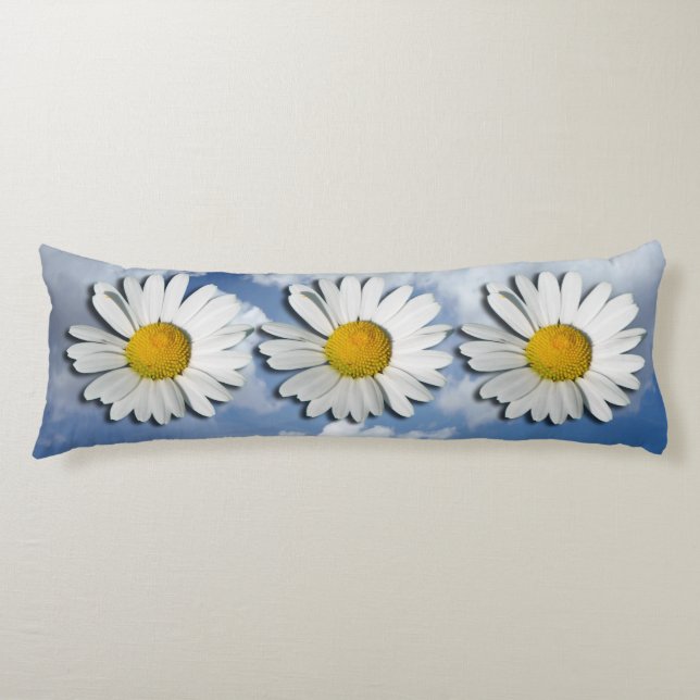 Endast en marguerit-Blommar + din text och dina id Kroppskudde (Framsidan)