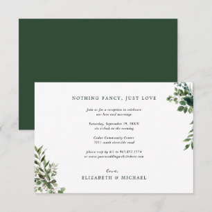 Endast Eucalyptus Greenery Wedding Reception Inbjudningar