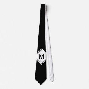 Endast Färg & Button - svart vitt + monogram Slips