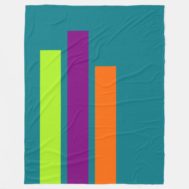 Endast Färg Rand - vår grönt plum orange Fleecefilt (Framsidan)