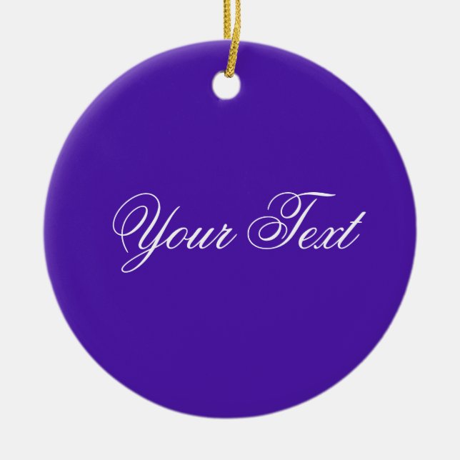 ENDAST FÄRG / violett + din text Julgransprydnad Keramik (Framsidan)