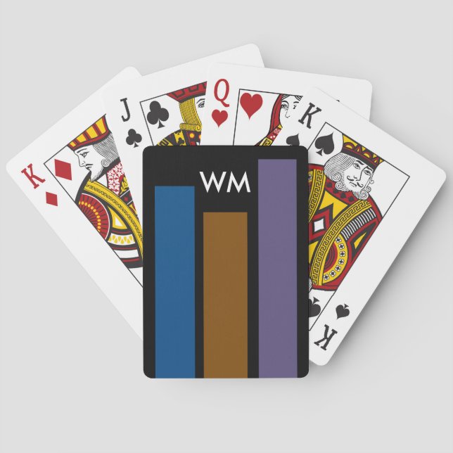 Endast färgad rand blå brun lilac + monogram casinokort (Baksidan)