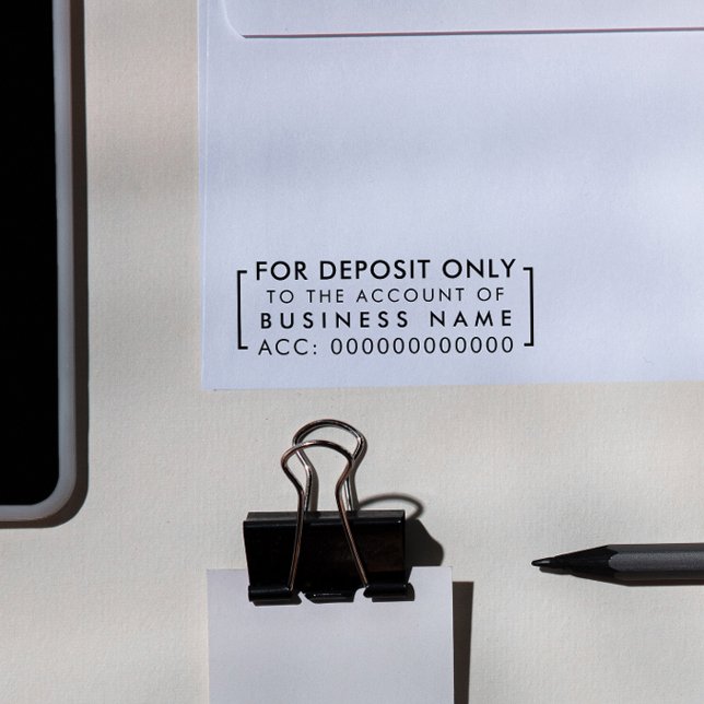 Endast för inlåning | Enkelt bankkonto Självfärgande Stämpel (Rubber Stamp Mock-up)