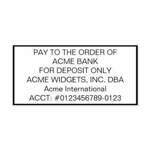 Endast för insättning Check Självfärgande Stämpel