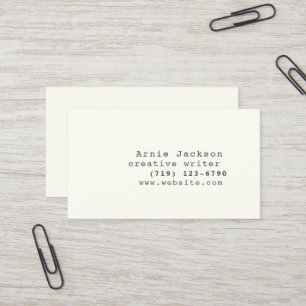 Endast fronten med Offwhite Minimal Typewriter-tec Visitkort