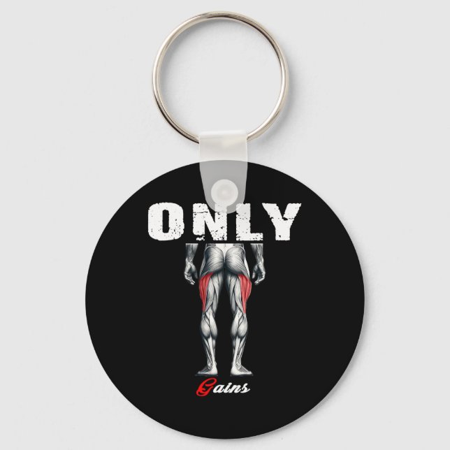 Endast Gains Bodybuilding Workout Gym2 Nyckelring (Framsida)
