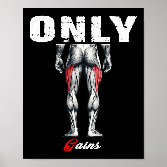 Endast Gains Bodybuilding Workout Gym2 Poster (Framsidan)