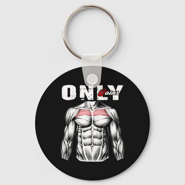 Endast Gains Bodybuilding Workout Gym3 Nyckelring (Framsida)