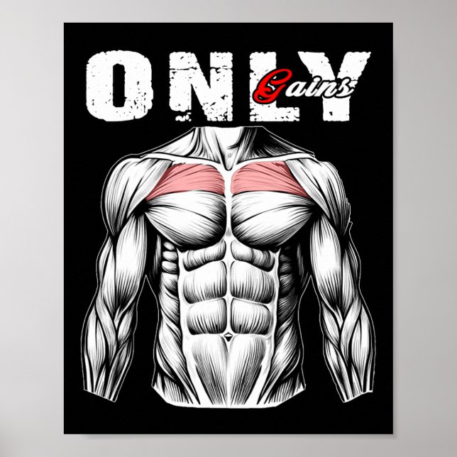 Endast Gains Bodybuilding Workout Gym3 Poster (Framsidan)