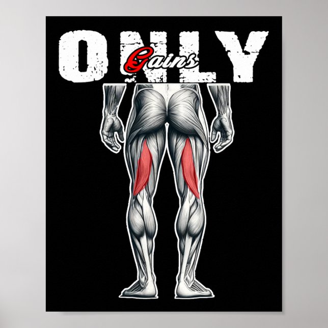 Endast Gains Bodybuilding Workout Gym4 Poster (Framsidan)