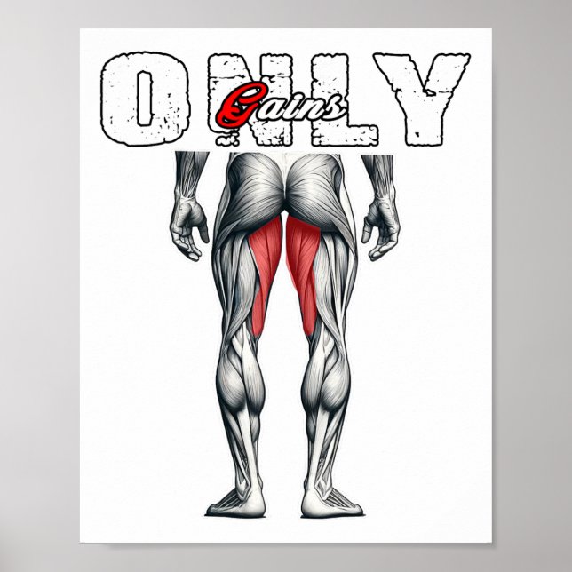 Endast Gains Bodybuilding Workout-gym Poster (Framsidan)