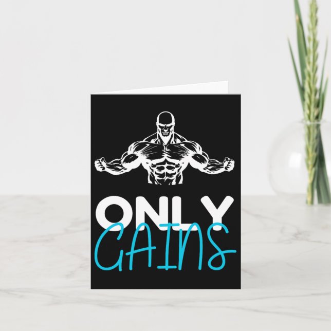 Endast Gains Funny Gym Fitness Workout Bodybuildin Kort (Framsida)