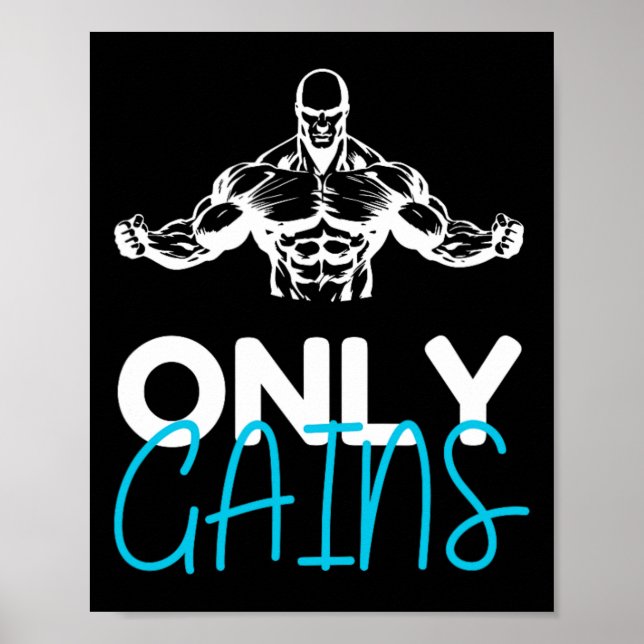 Endast Gains Funny Gym Fitness Workout Bodybuildin Poster (Framsidan)