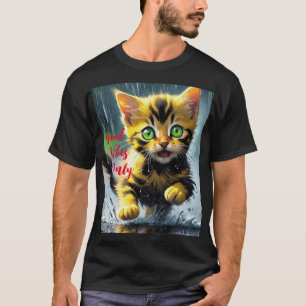 Endast goda vibes: Katt i regn-grafik T-Shirt