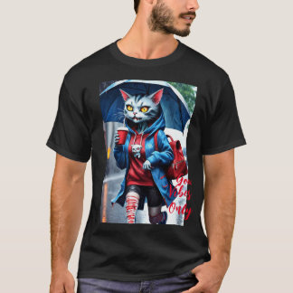 Endast goda vibes: Katt i regn-grafik T-Shirt