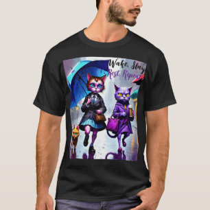 Endast goda vibes: Katt i regn-grafik T-Shirt