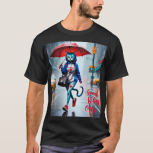 Endast goda vibes: Katt i regn-grafik T-Shirt