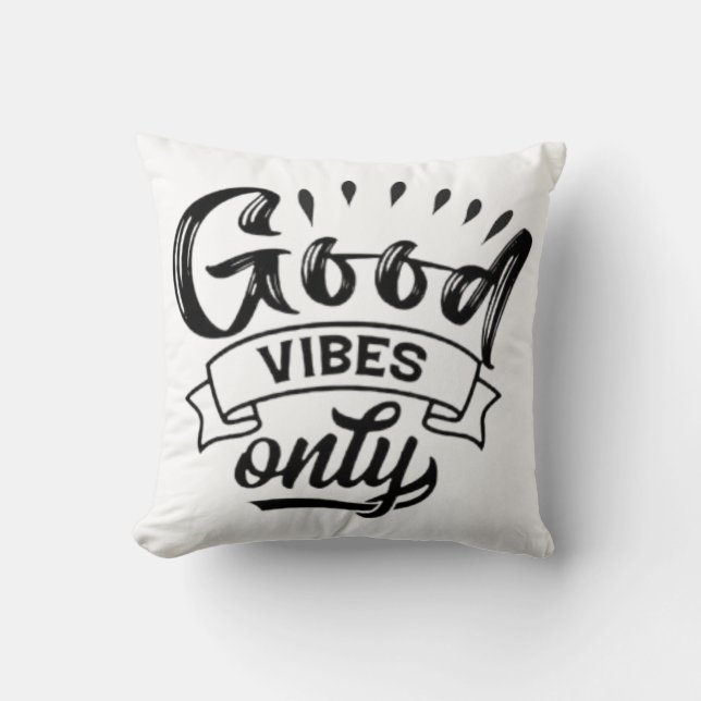 Endast Goda Vibrationer Borsttypografi Kudde (Framsida)