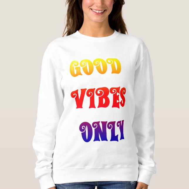 Endast Goda Vibrationer Färgrik Feministisk Typogr T Shirt (Framsida)