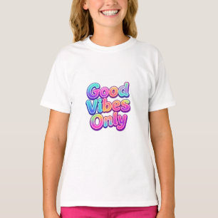 Endast Goda Vibrationer Färgrik Typografi Presentd T Shirt