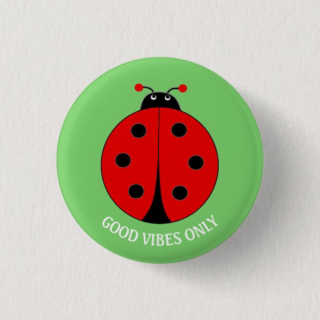 Endast Goda Vibrationer Lady Bug på Limegrön Knapp (Framsida)