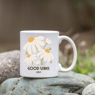 Endast Good Vibes Blommigt Mugg