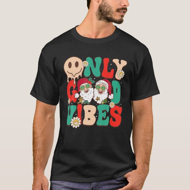 Endast Good Vibes God jul Jultomten Groovy T Shirt (Framsida)