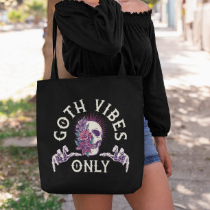 Endast Goth Vibes Skull med blommor Tygkasse