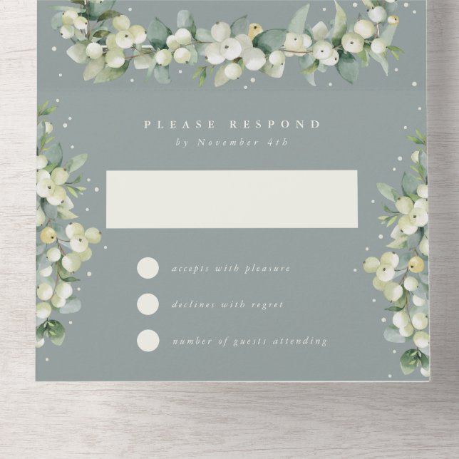Endast grönt Snowberry+Eucalyptus Wedeption (Insida nedre)