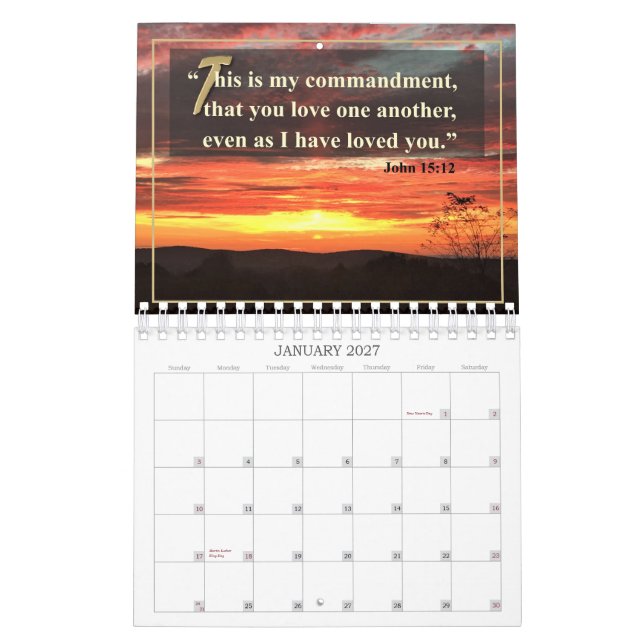 Endast gud inspirera kalender för 12 månad (Jan 2027)