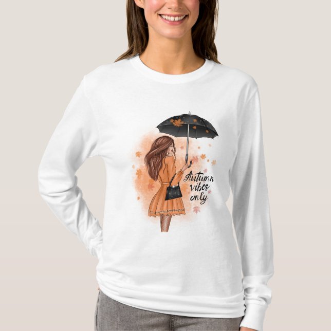 Endast hösten Vibes Fall Mode Girl Girl T Shirt (Framsida)