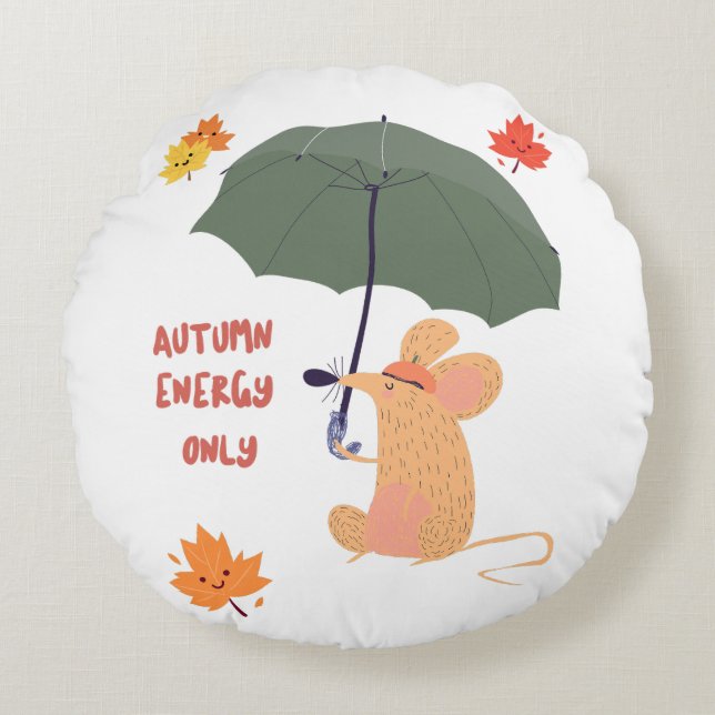 Endast höstenergi rund kudde (Framsidan)