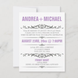 Endast inbjudningar till lila- och Grått-bröllop