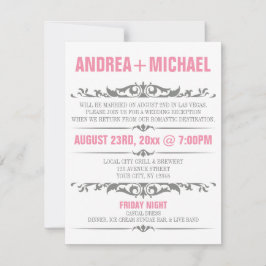 Endast inbjudningar till rosa- och Grått-bröllop