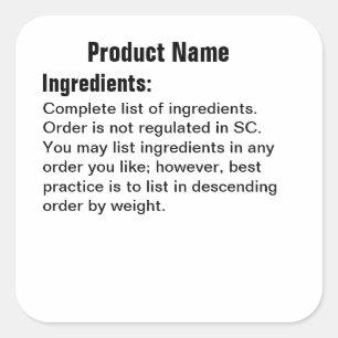 Endast ingredienser: etikett för märkning av etike