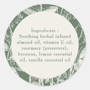 Endast ingredienser Sage Grönt Small Product Anpas Runt Klistermärke