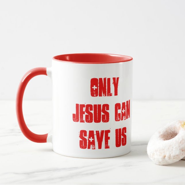 Endast Jesus kan Spara oss kristna budskap Mugg (Med munk)