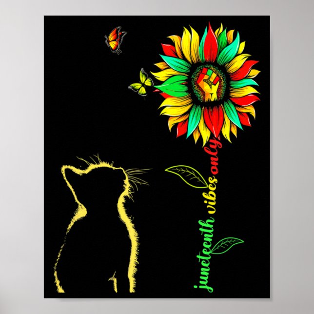 endast juneteenth-vibes 1865 solros svart frihet poster (Framsidan)