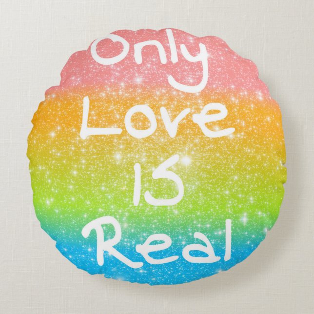 Endast Kärlek är Real Pastel Rainbow Round Pillow Rund Kudde (Framsidan)