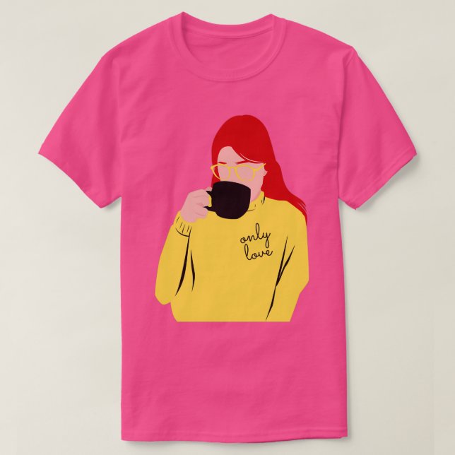 Endast Kärlek Red Hair Hona med Mugg T Shirt (Design framsida)
