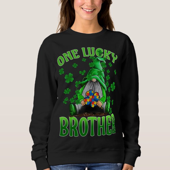 Endast Lucky Brother Gnomes Autism St patrick's da T Shirt (Framsida)