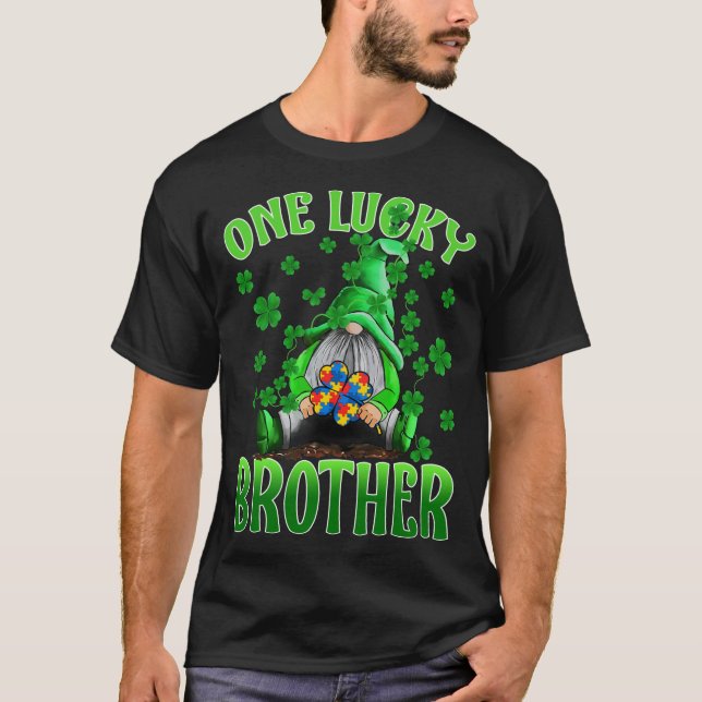 Endast Lucky Brother Gnomes Autism St patrick's da T Shirt (Framsida)