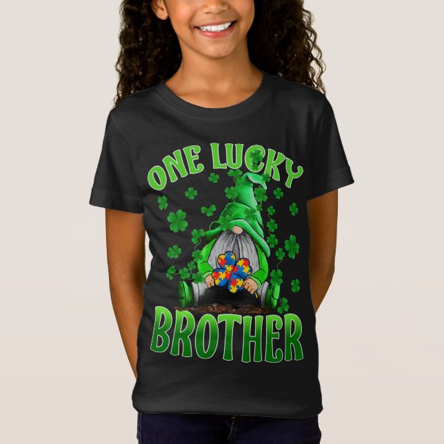 Endast Lucky Brother Gnomes Autism St patrick's da T Shirt (Framsida)