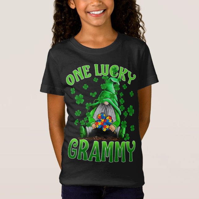 Endast Lucky Grammy Gnomes Autism St patrick's day T Shirt (Framsida)