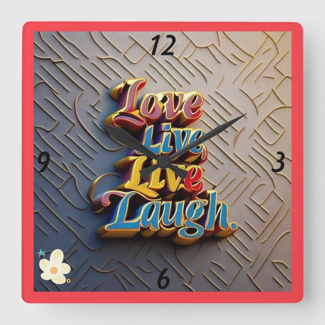 "Endast Lycklig Vibes" Fyrkantig Klocka (Framsida)