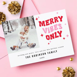 Endast merry Vibes | Modern Retro-julfoto Julkort