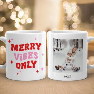 Endast merry Vibes Modern Retro-julfoto Kaffemugg