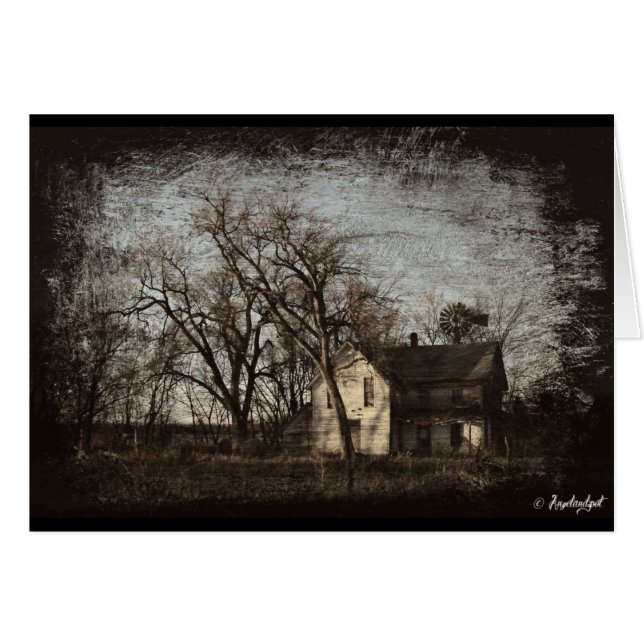 Endast minnen finns kvar, övergivna gårdshus hälsningskort (Framsidan Horizontal)